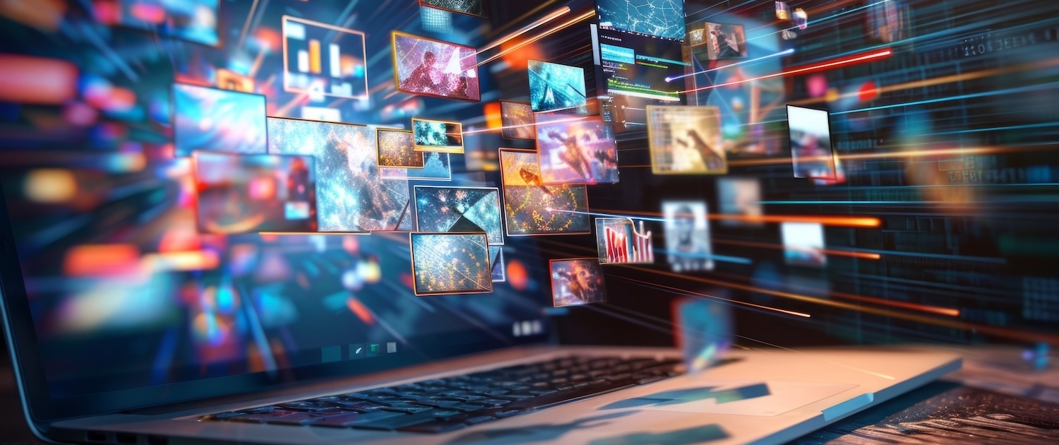 What's coming in Web Design in 2025? Laptop is displaying streaming internet content from various sources